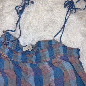Plaid Adjustable Strap Tank Top size XL Loft Cottage Core Costal Grandma XL